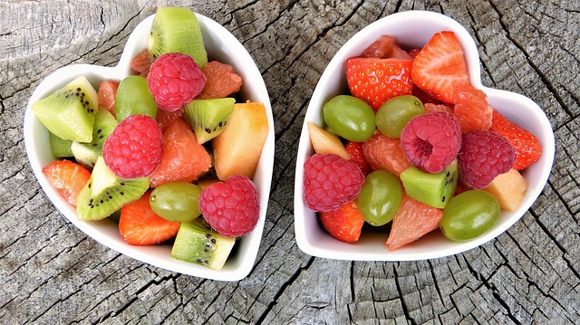 fruit in heart bowls